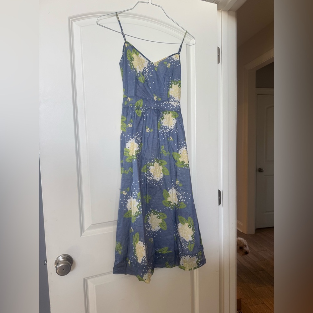 Banana Republic Floral Blue Spaghetti Strap Dress 100% cotton size 4